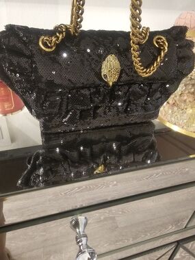 Kurt Geiger Black Sequin Chain-Handle Tote